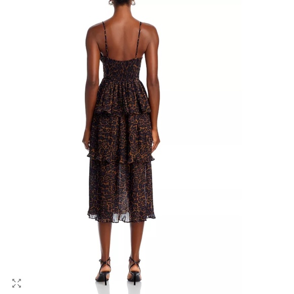 AQUA Leopard Pleated Tier Dress – Size L – NWT – $148 Retail - Picture 3 of 7